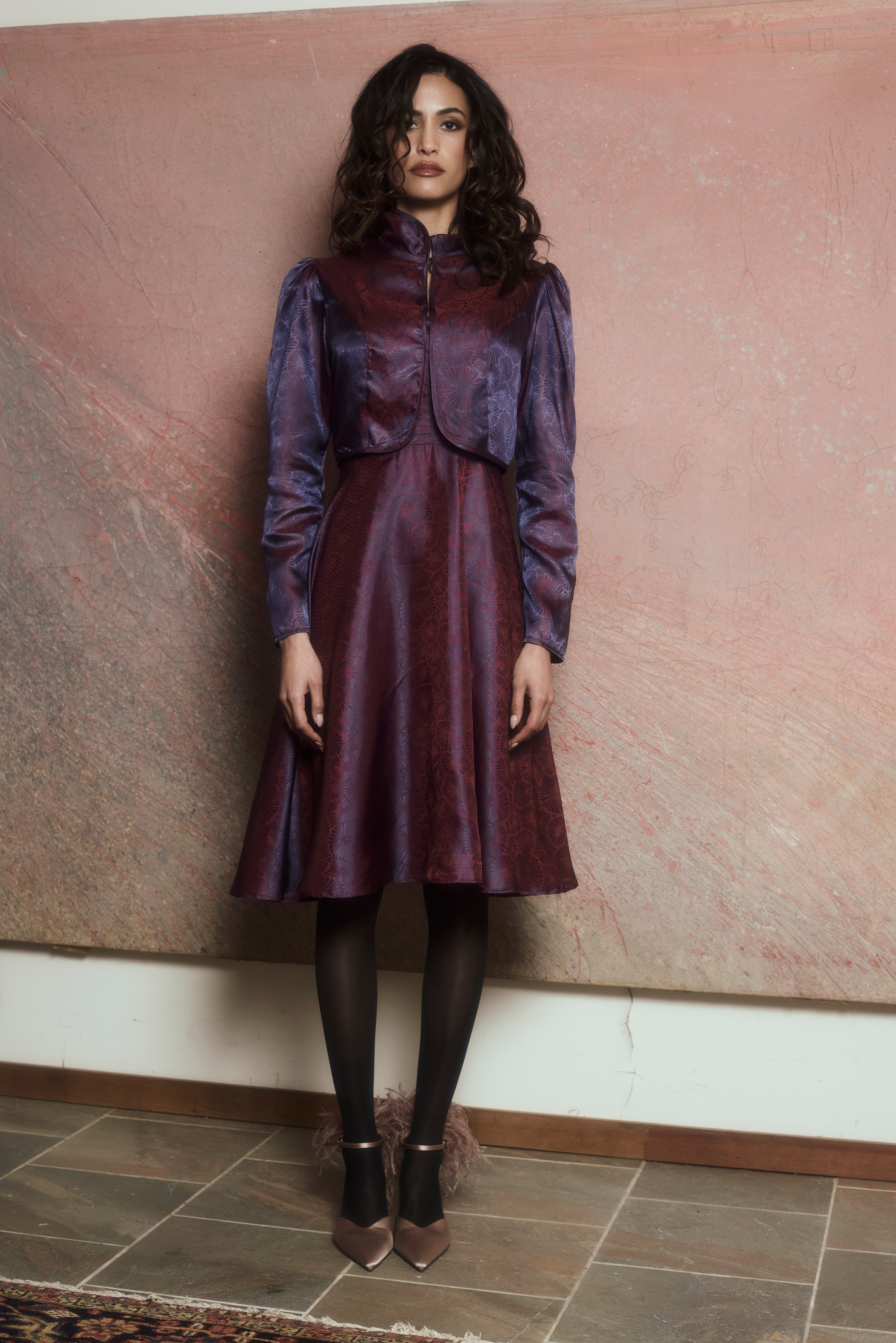 Victoria Iridescent Red Blue Daisy Jacket