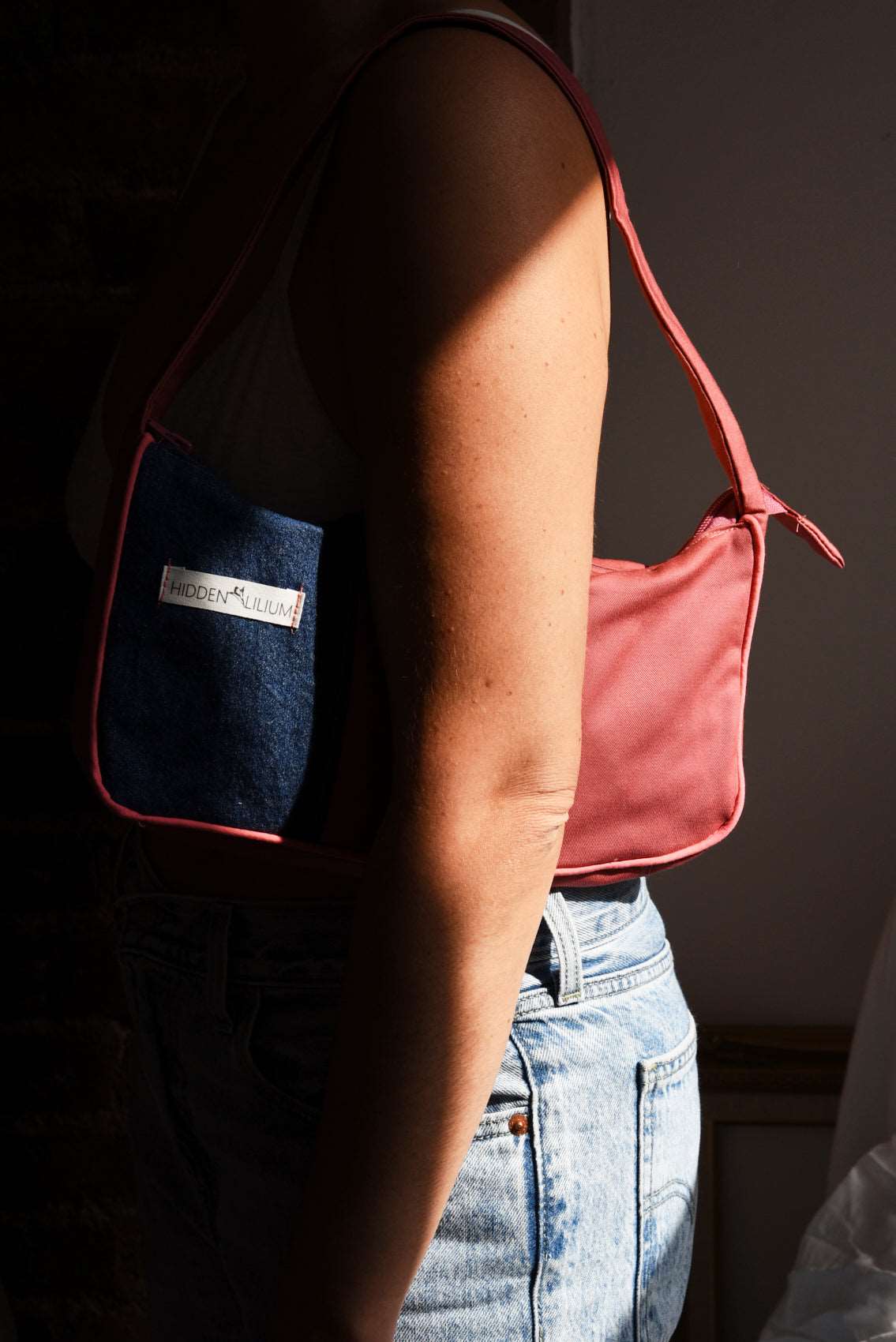 on body mauve shoulder bag