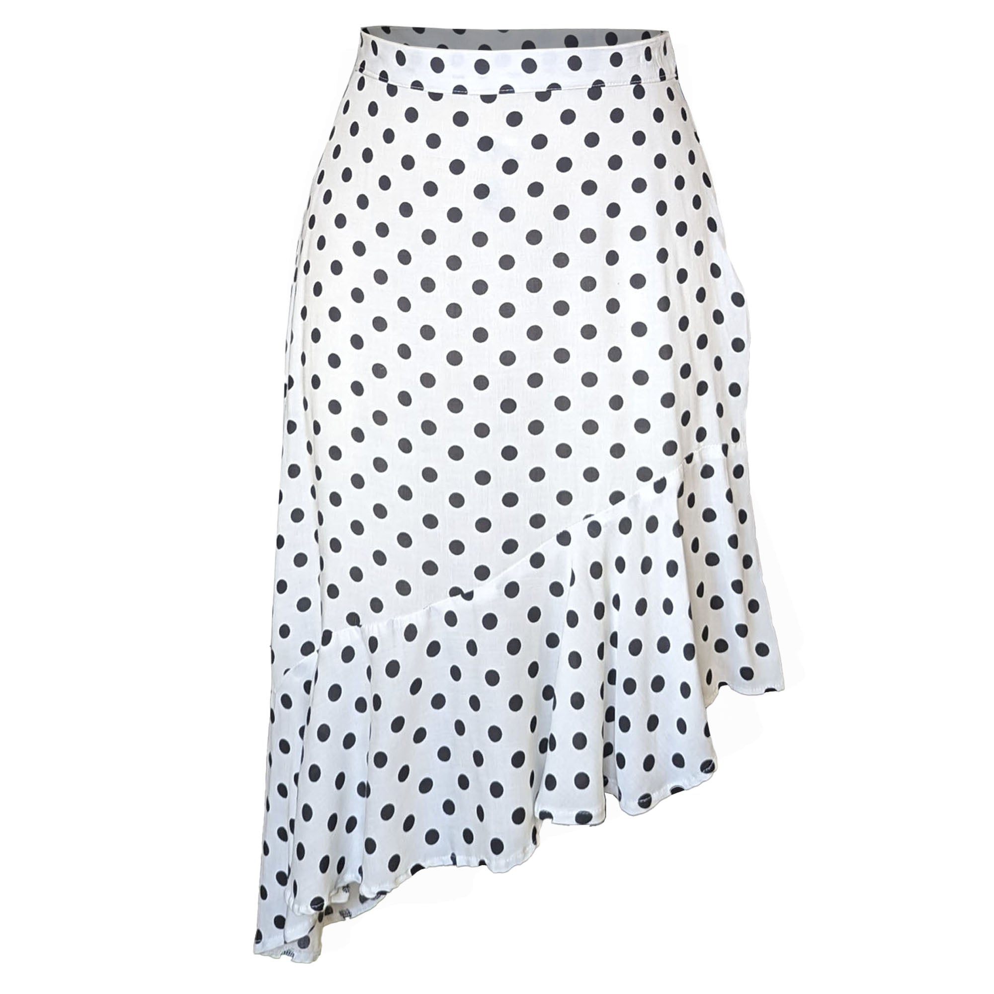 Black And White Polka Dot Asymmetrical Skirt