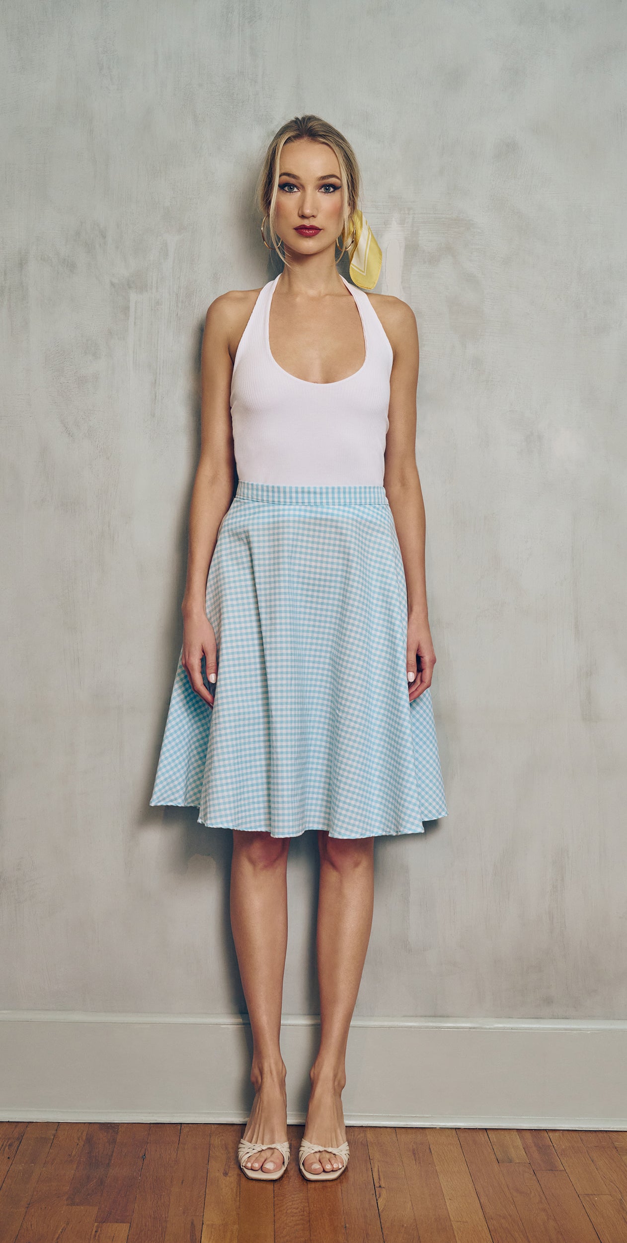 White Rib Halter Tank Top