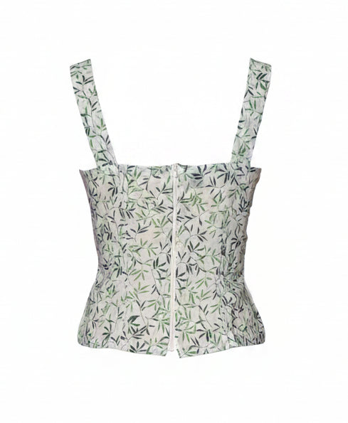 Back view tank top leaf pattern on a white background