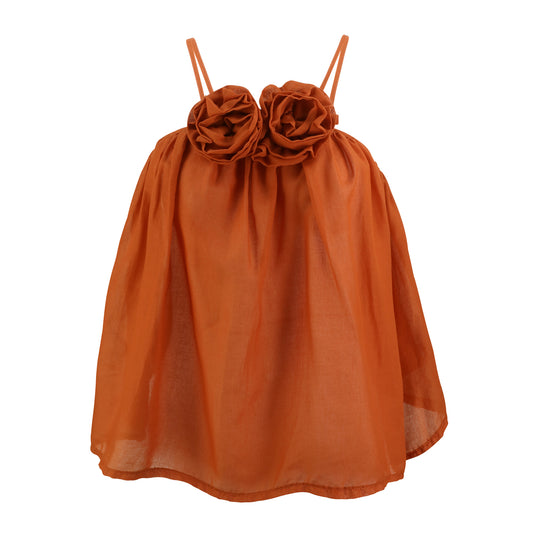 Flora Orange Rosette Tank Top