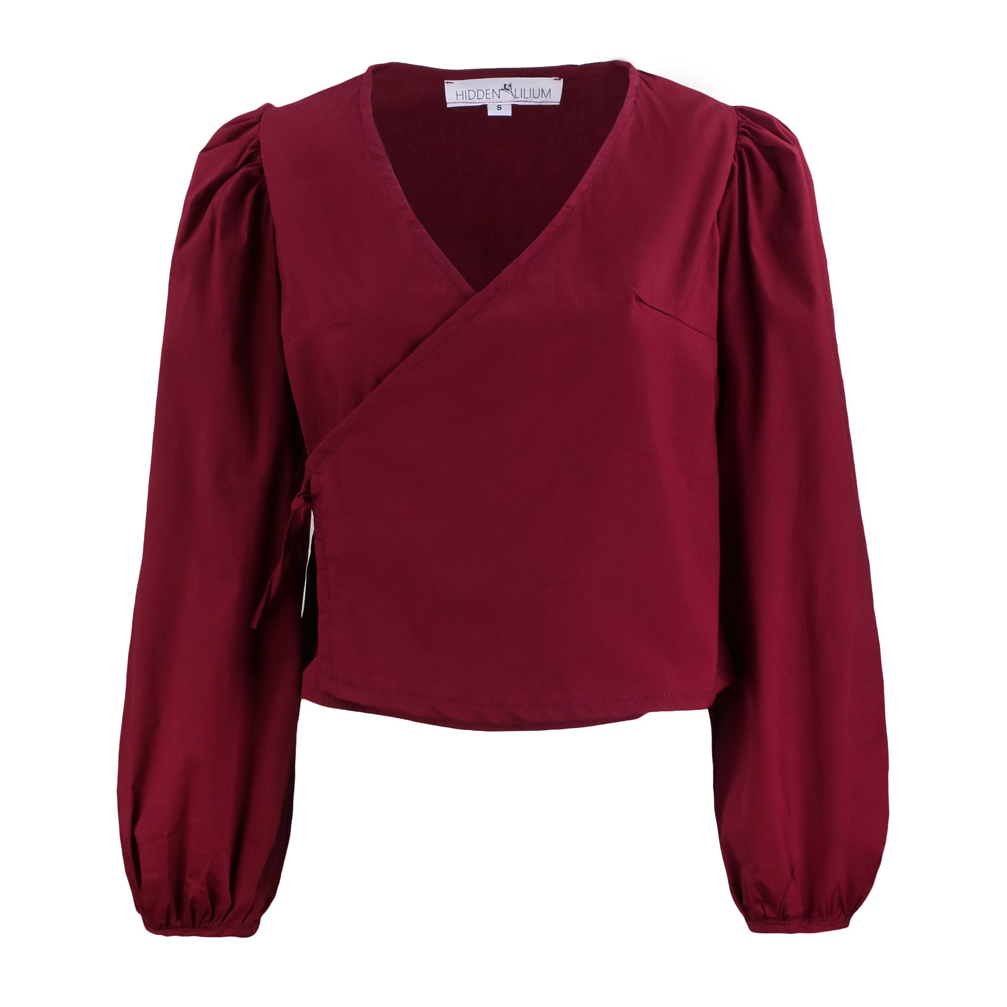 wrap burgundy long sleeve shirt