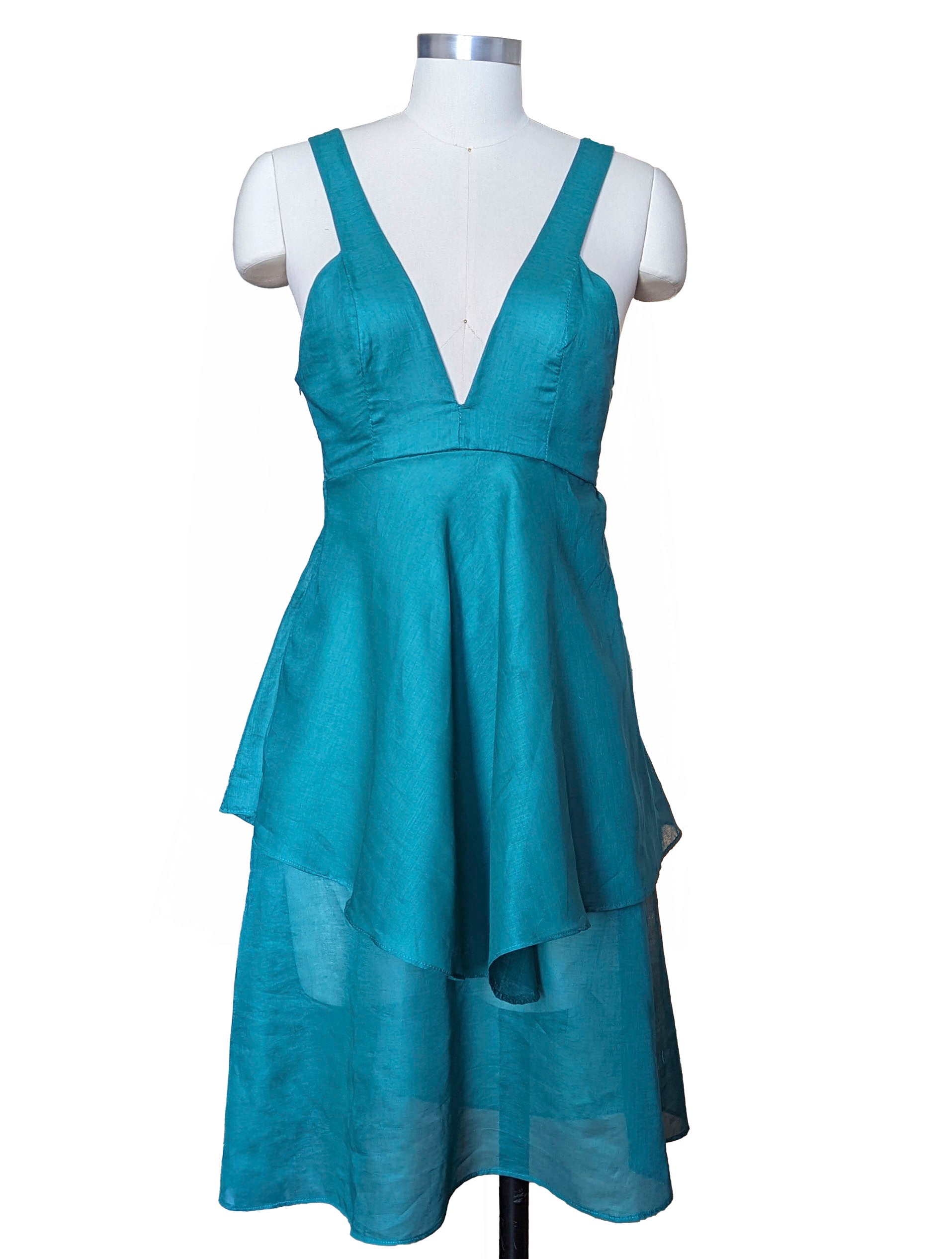 Kate Teal Deep V-nack Dress