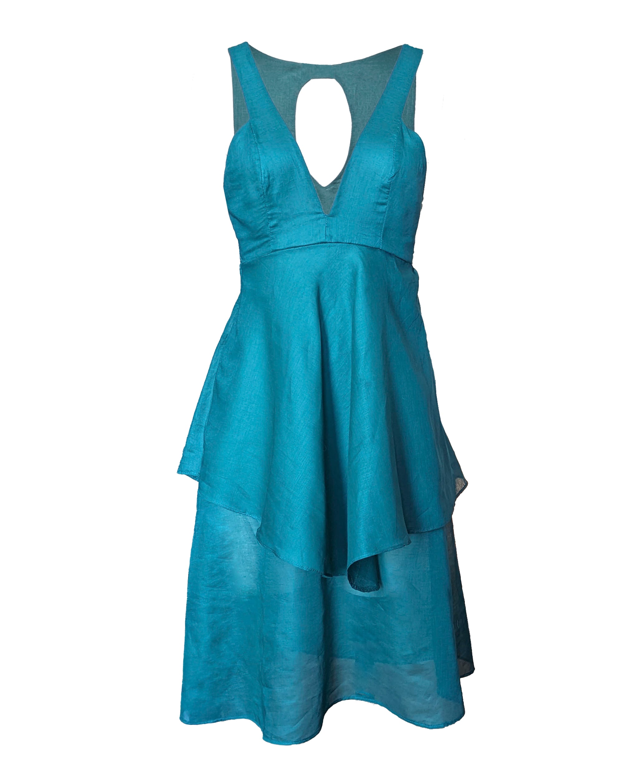 Kate Teal Deep V-nack Dress