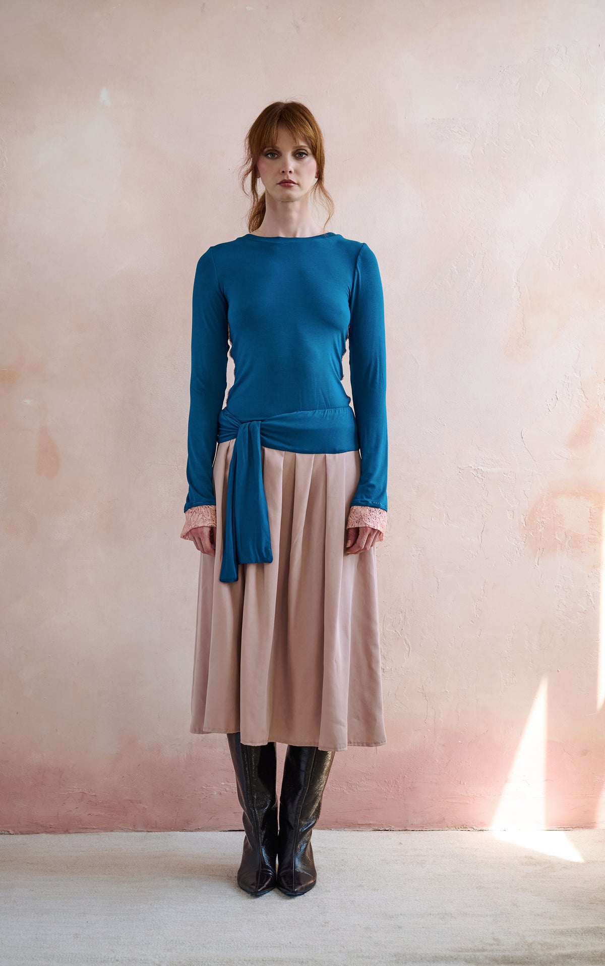 Teal Aster Flare Sleeve Shirt