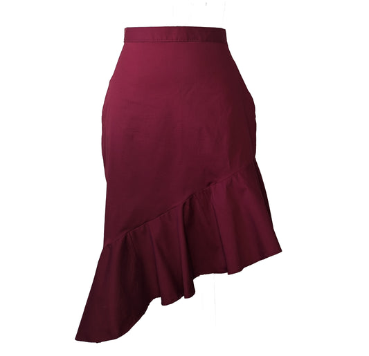 Burgundy Asymmetrical Skirt