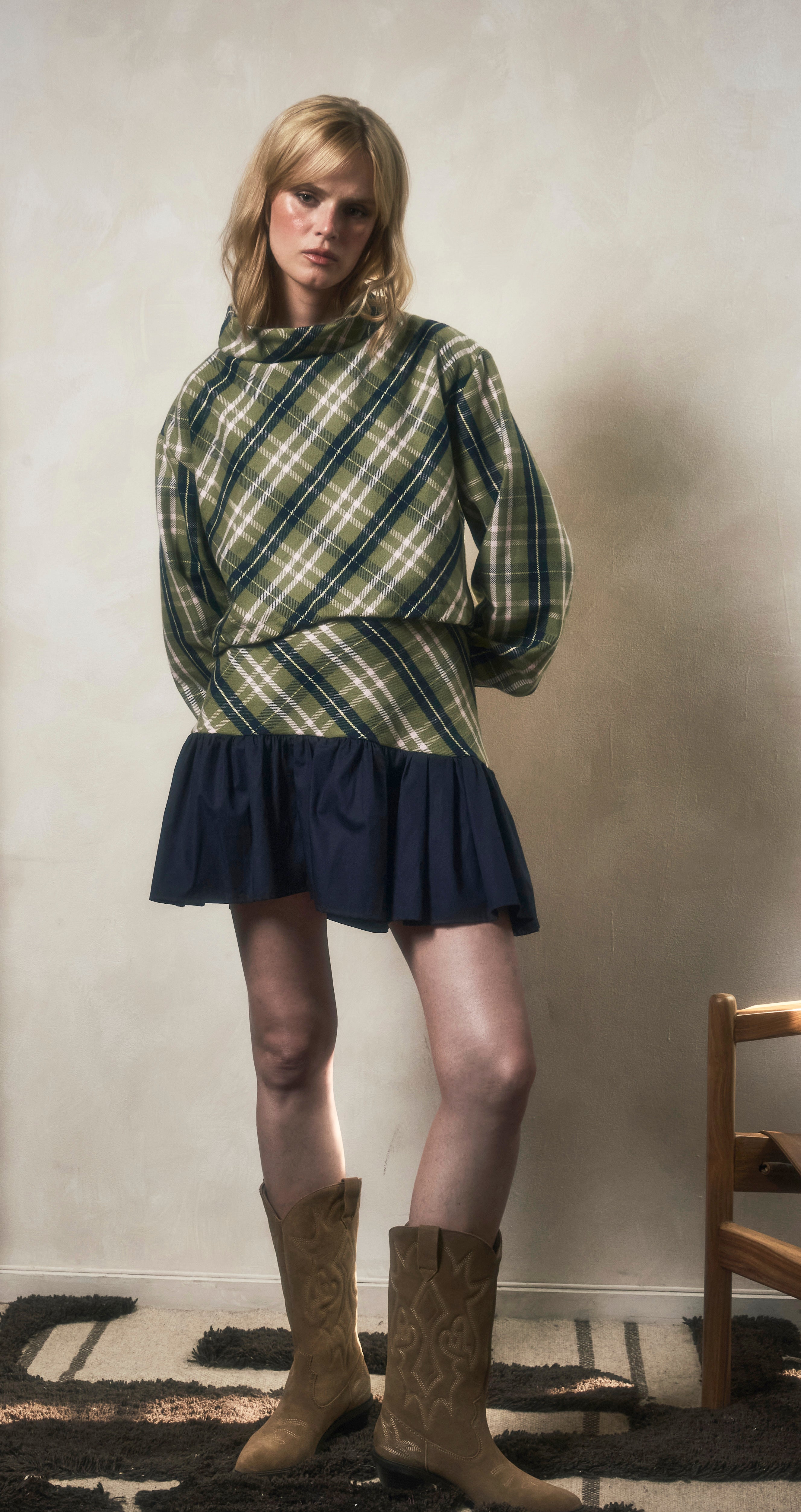 Sage Flannel Green Plaid Top