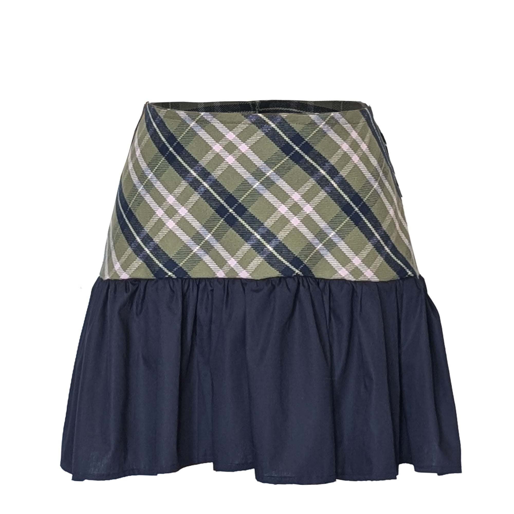 Sage Flannel Green Plaid Skirt