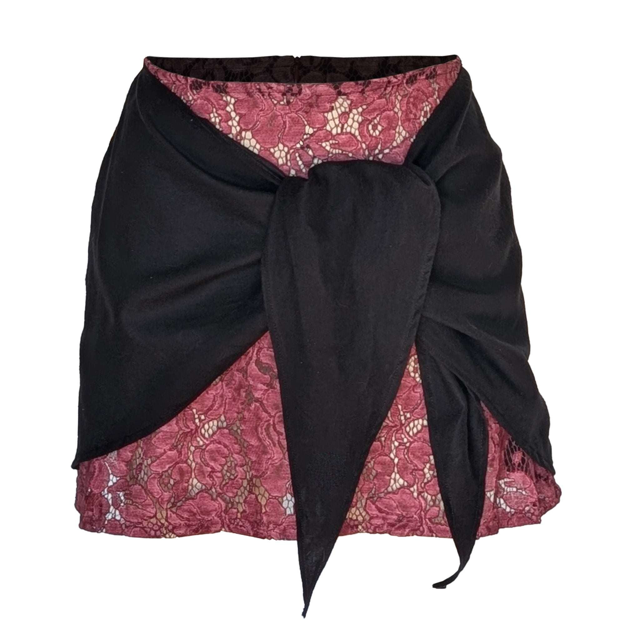 Dusty Rose Black Long Sleeve Lace Skirt
