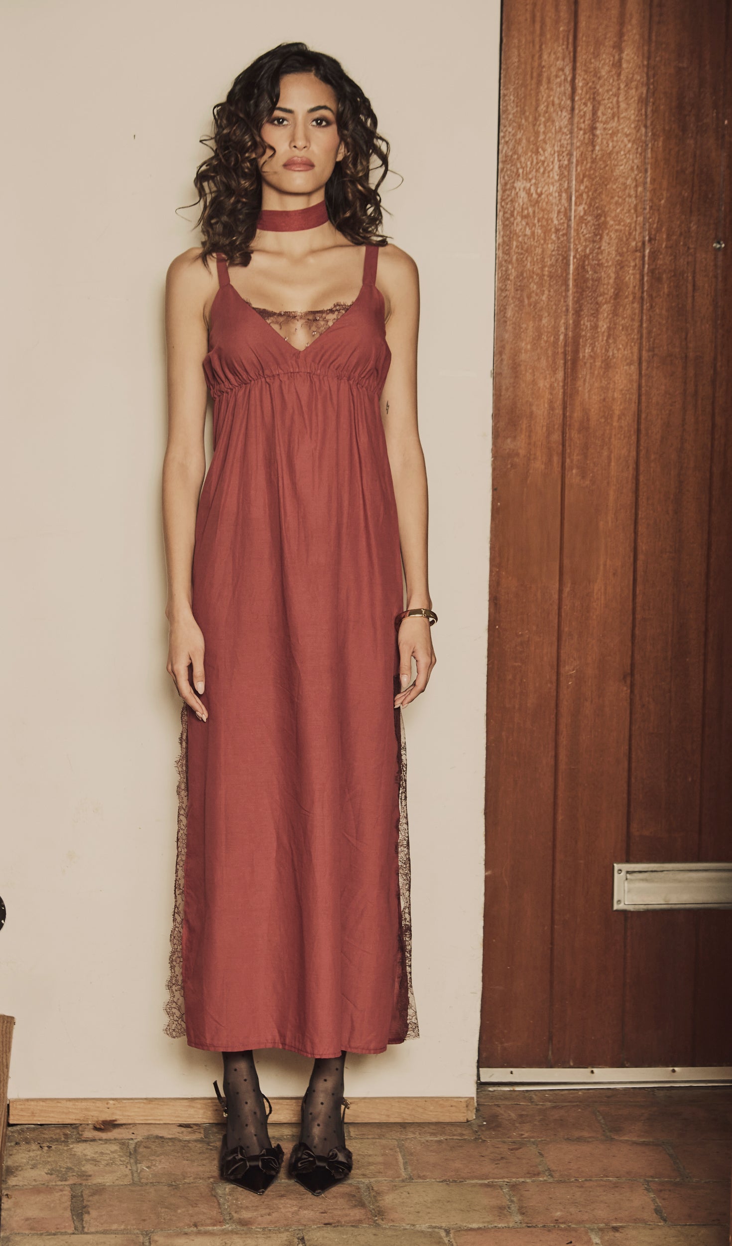 Red Slip On Maxi Dress
