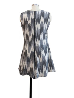 grey zig zag print faux wrap dress back
