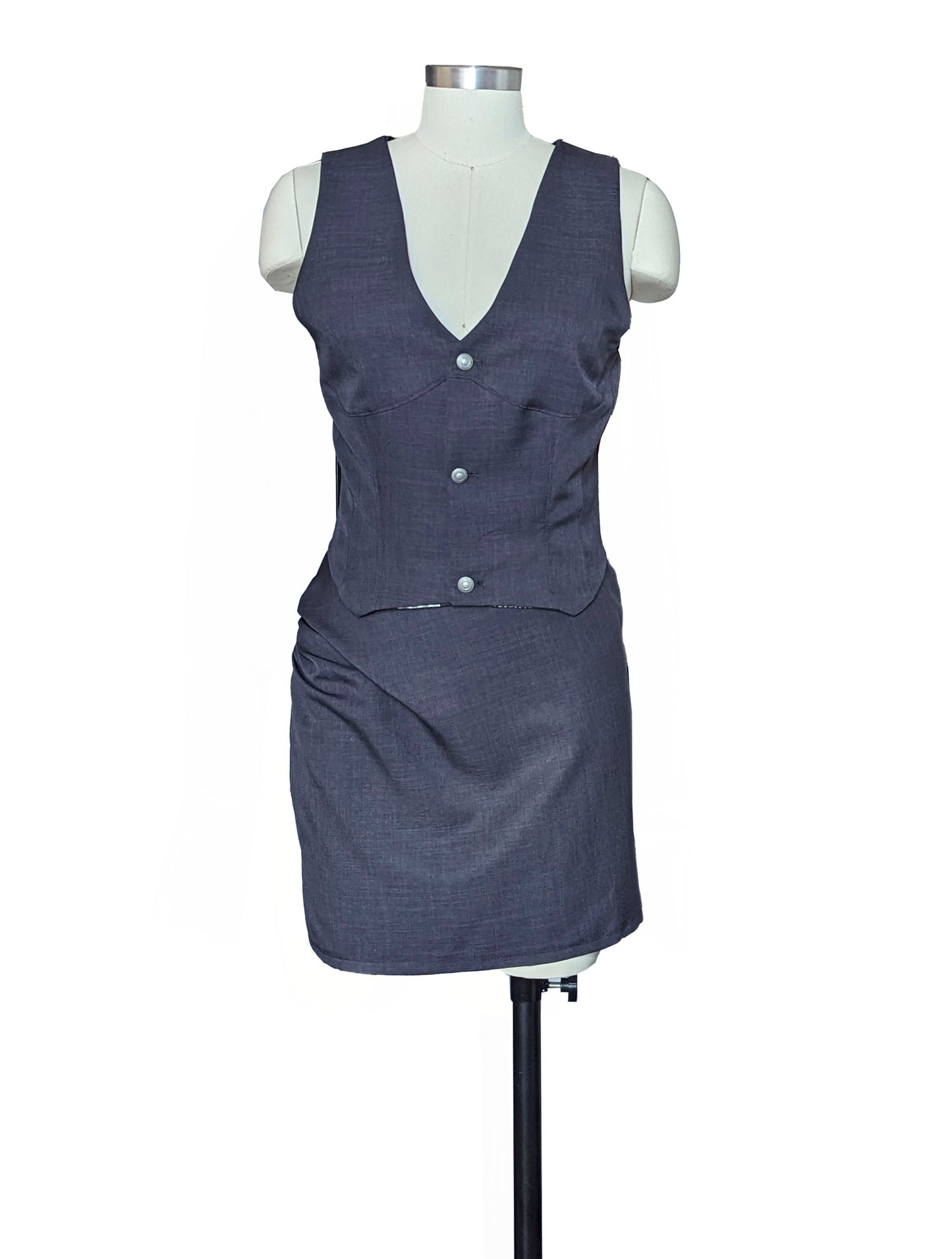 grey vest and skirt set front
