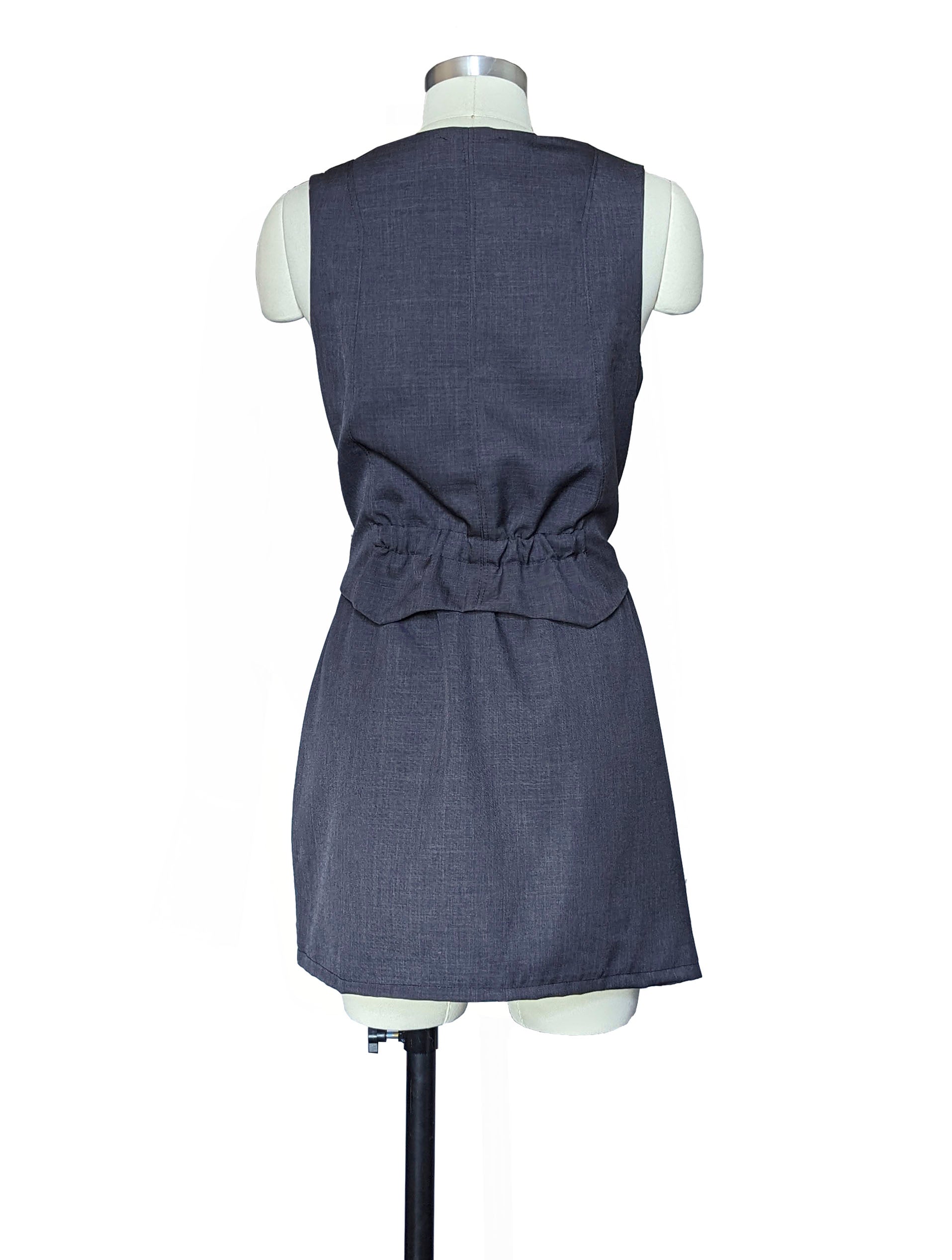 grey vest and skirt set back