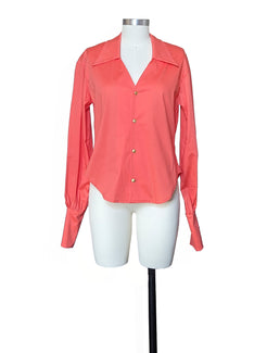 Heidi vintage button down long sleeve shirt orange front  