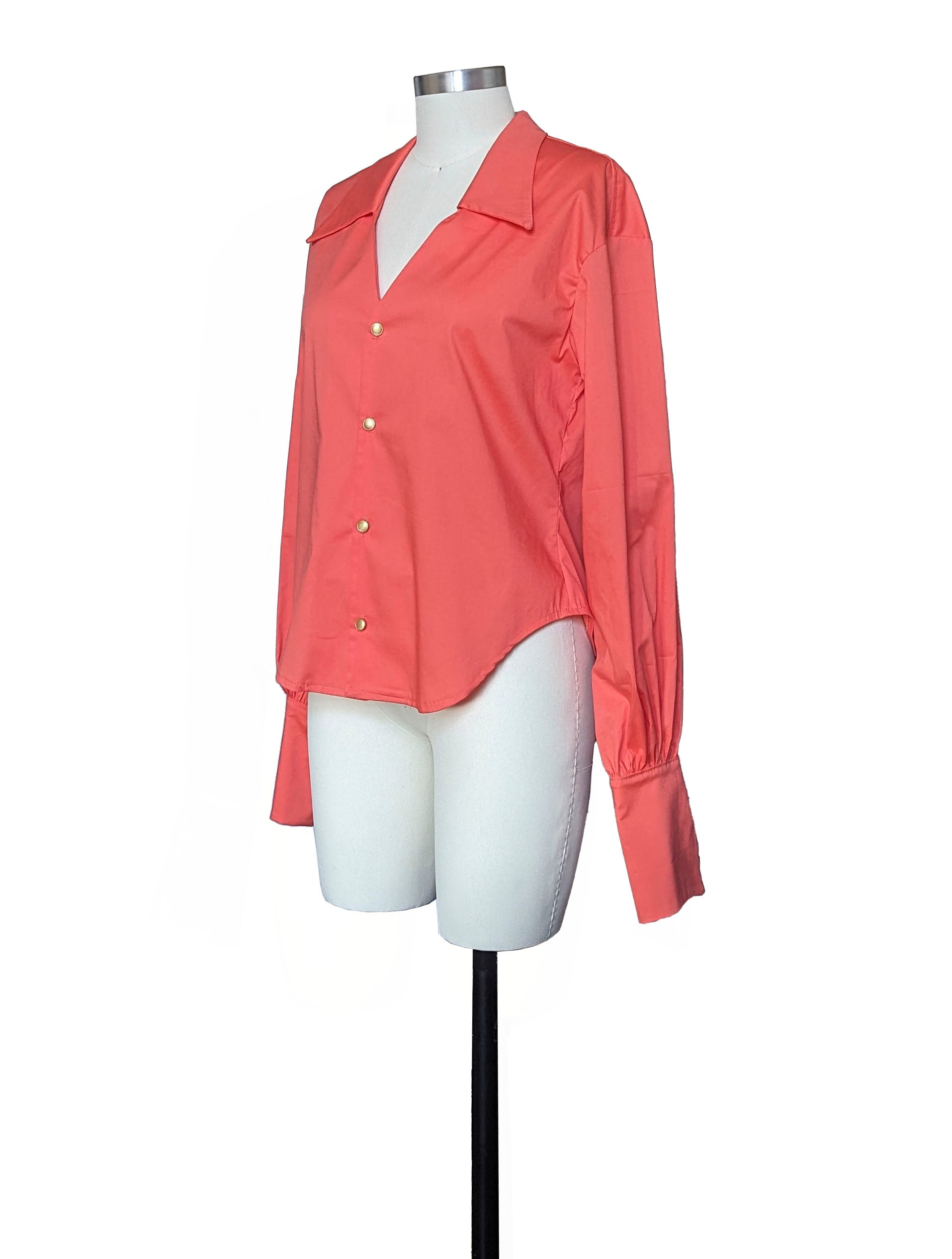 Heidi vintage button down long sleeve shirt orange side