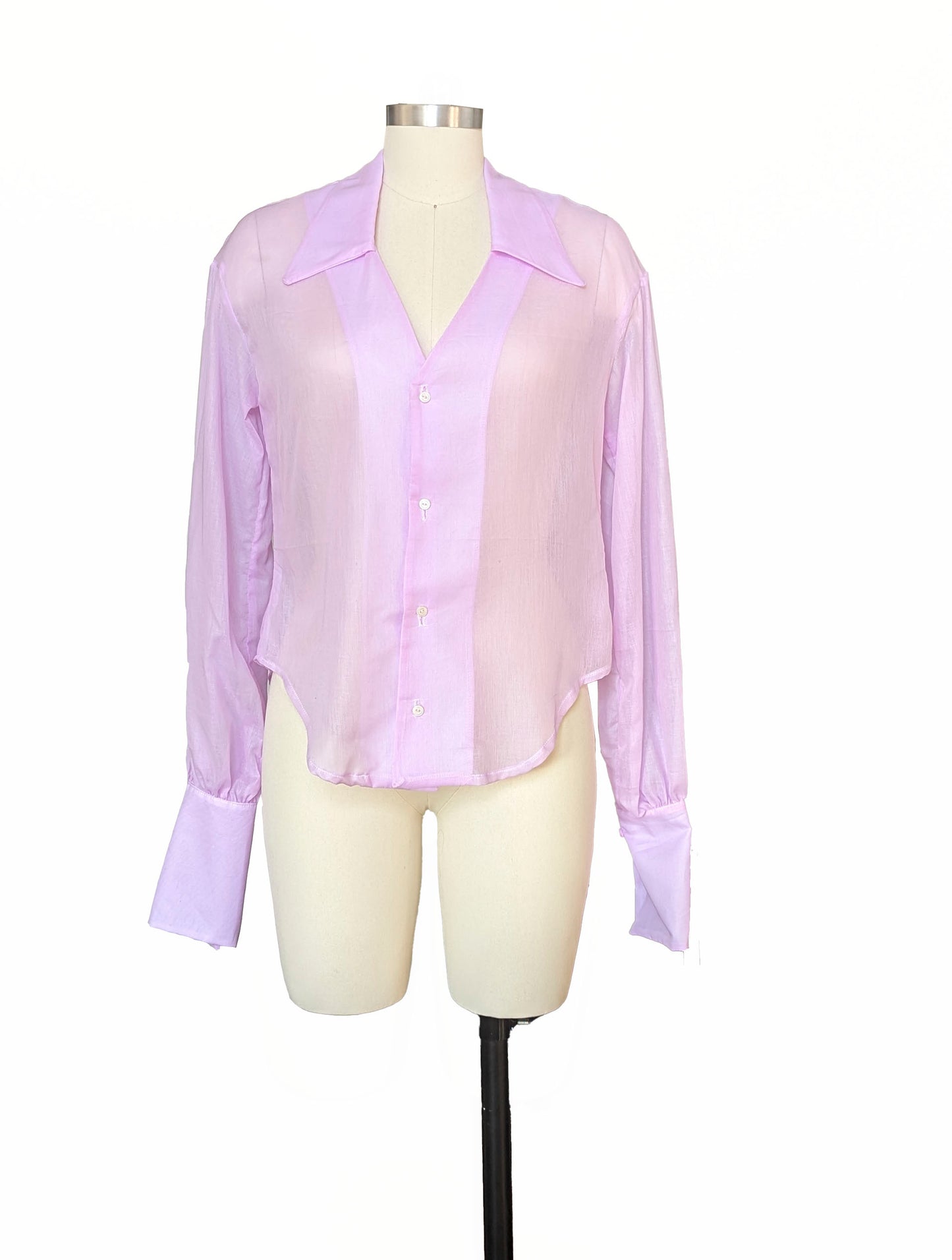 Heidi vintage button down long sleeve shirt lavender front