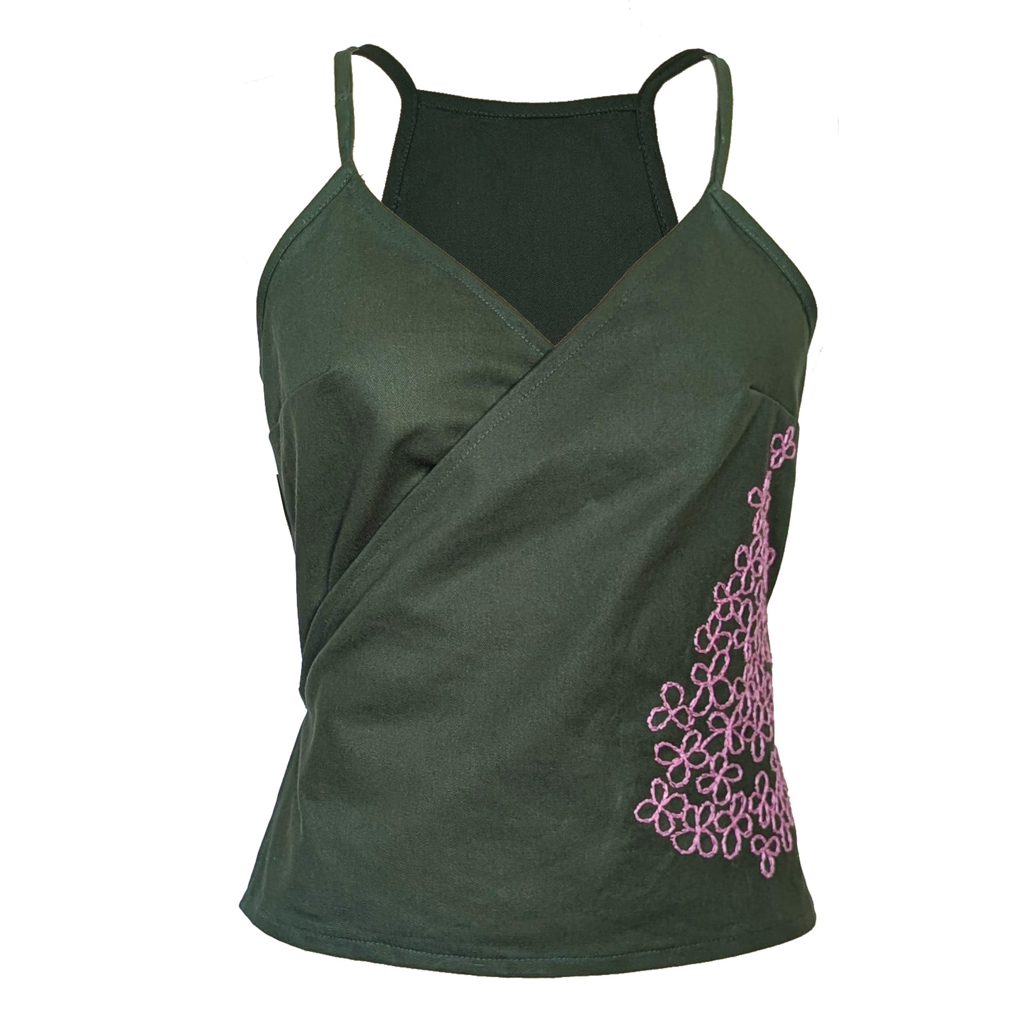 Lilac Embroidery Wrap Tank Top