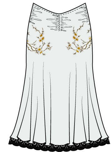 Off White Jersey Blossom Skirt