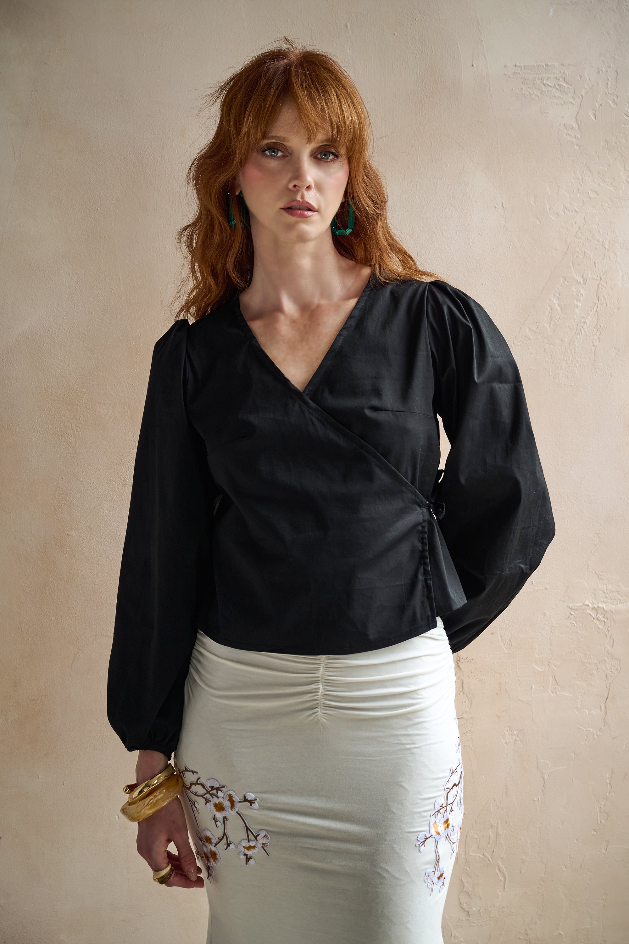 Black Wrap Long Sleeve Shirt