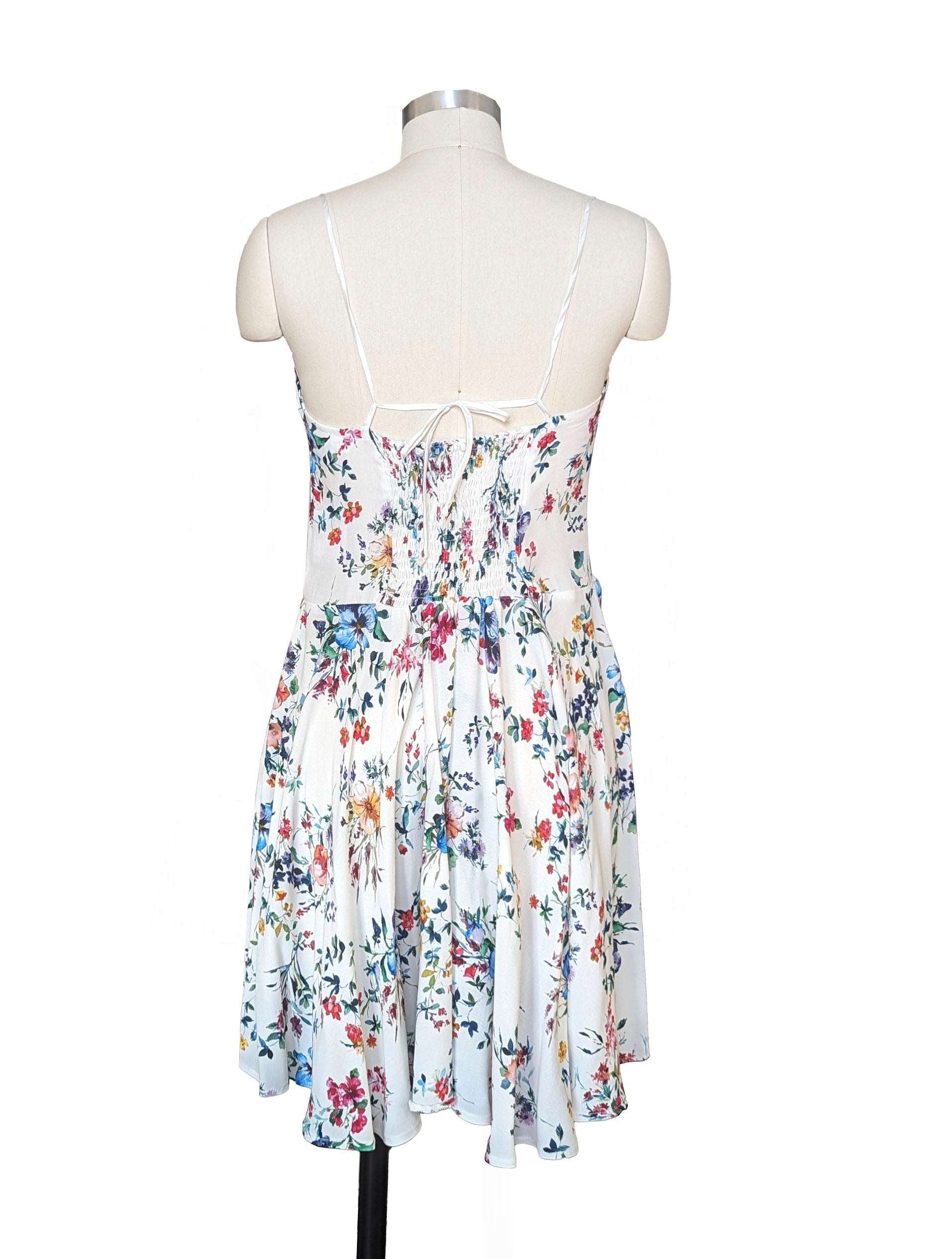 Sofia elastic at back and adjustable straps  floral dress back